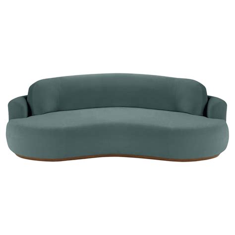 Naked Curved Sofa Large With Beech Ash And Teal For Sale At StDibs