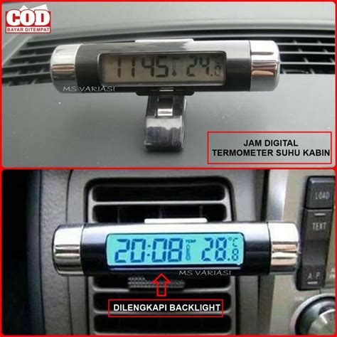 Jam Mobil Digital Tempel Ada Termometer Suhu Kabin Unik Pasang Di