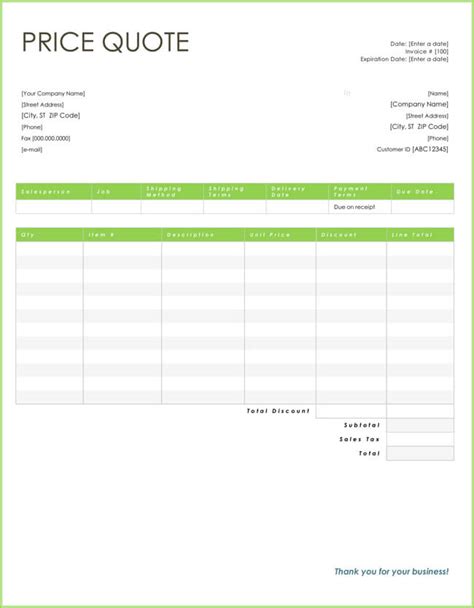 Free Quotation Templates Of Every Type Excel Word Pdf