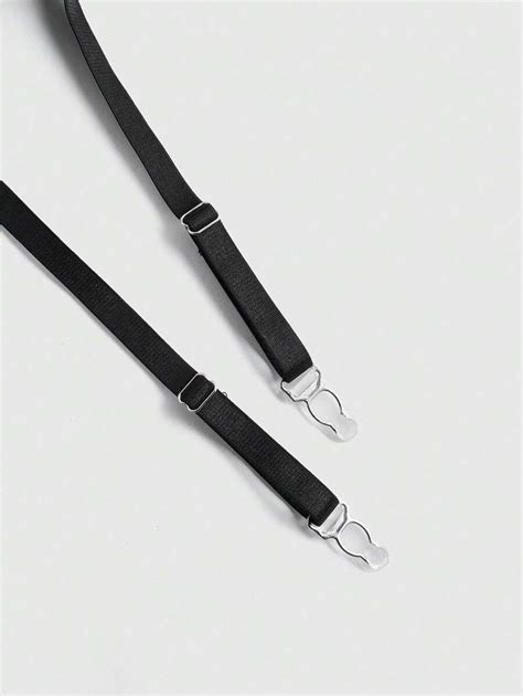 Romwe Goth Plus Size Sexy Lingerie Set With Dark Thong Panties Lace Bralette And Suspenders