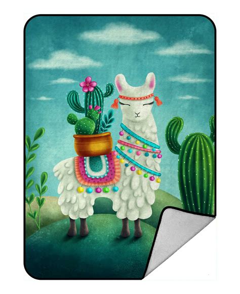 Eczjnt Cute Llama Throw Blanket Fleece Blankets Plush Blanket X