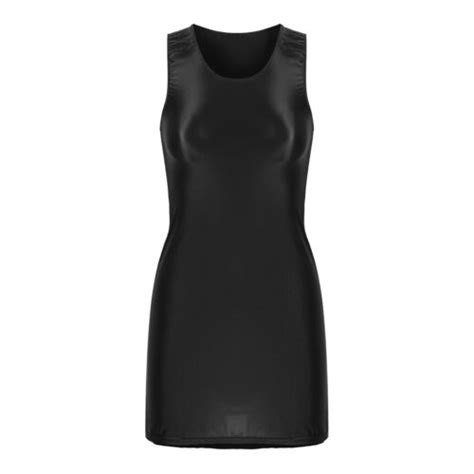 Womans Dress Sexy Wet Look Pvc Leather Bodycon Lingerie Zipper Front Clubwear Ebay
