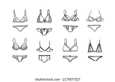 Doodle Bikini Set Summer Swimming Suits Stock Vector Royalty Free Shutterstock
