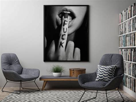 Feminist Poster Middle Finger Print Black And White Fuck Etsy