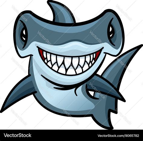 Happy Cartoon Hammerhead Shark Character Vector Image