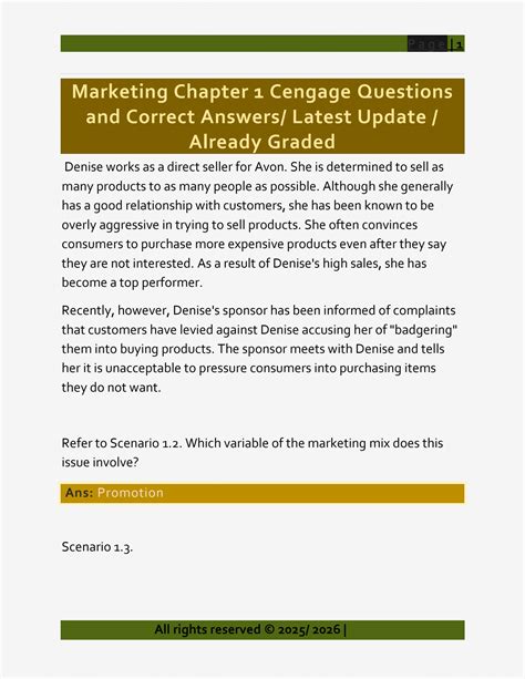 SOLUTION: Marketing chapter 1 cengage questions and correct answers