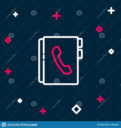 Line Address Book Icon Isolated on Blue Background. Notebook, Address