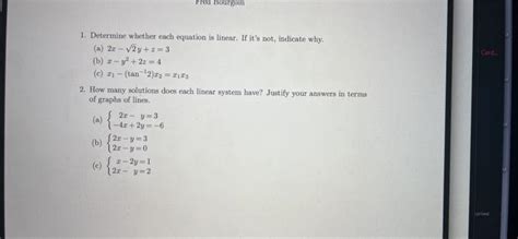 Solved 1. Determine whether each equation is linear. If it's | Chegg.com