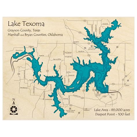 Lake Texoma 3d Custom Wood Map Lake Art Llc