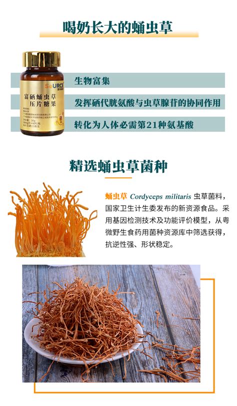 【暨创硒源】富硒蛹虫草压片糖果 纳米硒转化 喝奶长大的蛹虫草