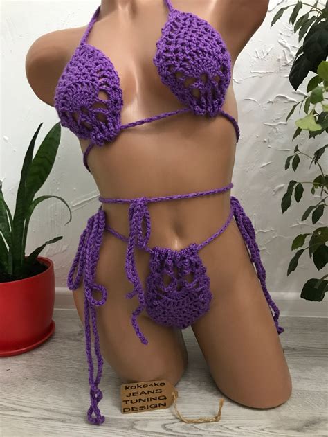 Hot Sexy Crochet Bikini Women Swimsuit Summer Trends Sexy Swimsuit Fishnet Swimsuit Beige