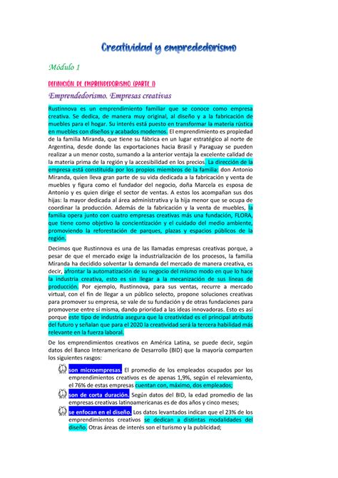 Creatividad y emprededorismo Módulo 1 Emprendedorismo Empresas