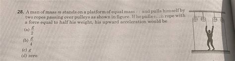 A Of Mass M Stands On A Platform Of Equal Mass And Pulls Himself