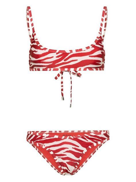 The Attico Red Zebra Print Bikini The Attico