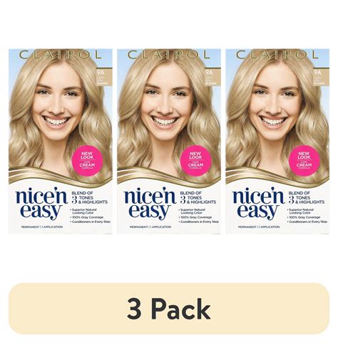 3 Pack Clairol Nice N Easy Permanent Hair Color Cream 9A Light Ash Blonde Hair Dye 1