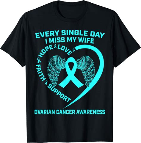 Teal Ribbon In Memory Of My Wife Ovarian Cancer Awareness T Shirt