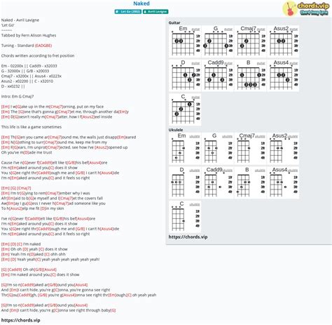 Chord Naked Tab Song Lyric Sheet Guitar Ukulele Chords Vip