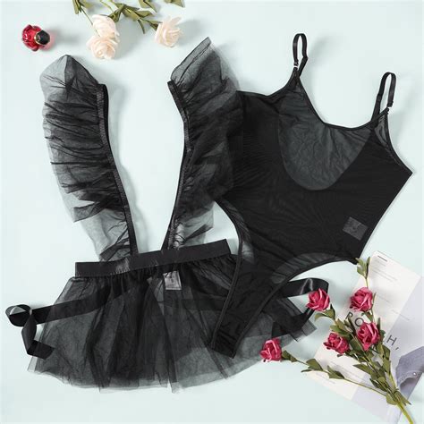 Generic New Lace Mesh See Through Thin Backless Corset Sexy Lingerie Suit Female Walmart