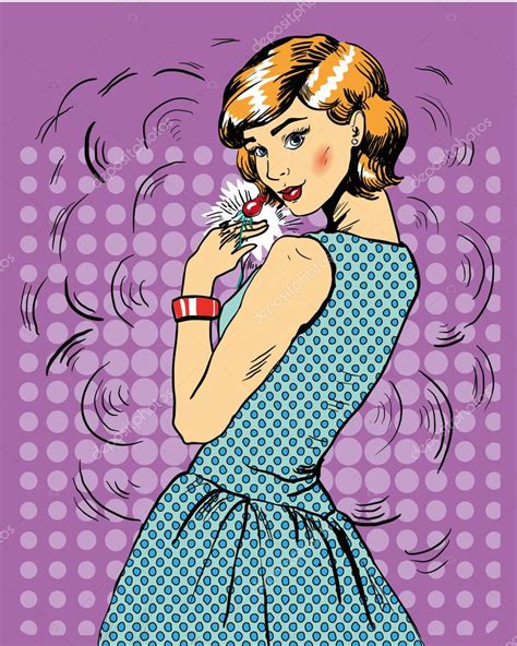 Beautiful Woman Vector Illustration In Comics Retro Pop Art Style