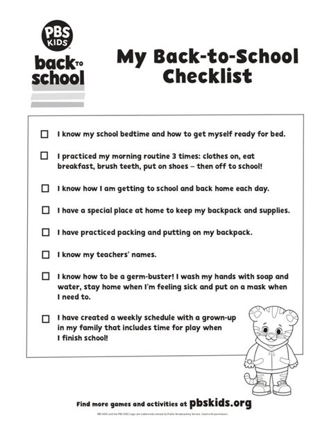 Back To School Checklist Kids Coloring Pages Pbs Kids For Parents