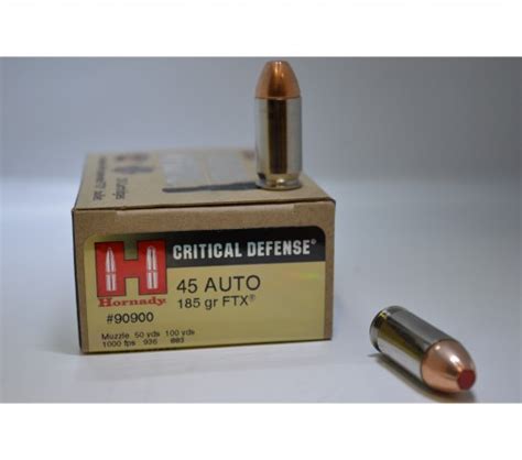 Hornady Critical Defense 45 ACP 185 Gr Shoot Straight