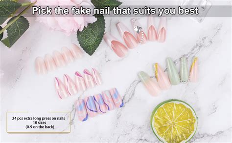 JUSTOTRY 24 Stück Coffin Nägel Zum Aufkleben Lang Glossy Schwarz French Künstliche Nägel Nude