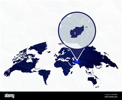 Mapa detallado de Afganistán resaltado en el mapa mundial azul