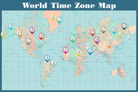 time zone world map printable