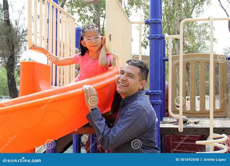 Divorced Dad With His Year Old Brunette Latina Daughter Play In The