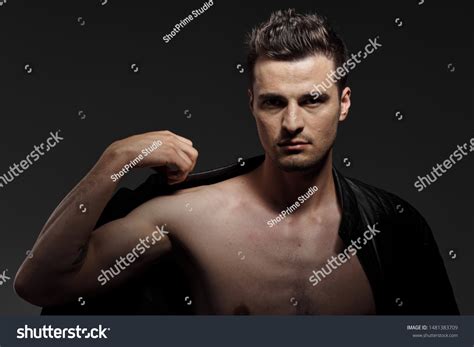 Handsome Man Leather Jacket Naked Body Stock Photo 1481383709 Shutterstock