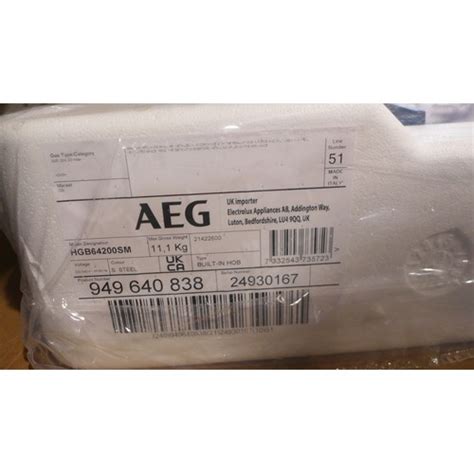 AEG Gas 4 Burner Hob (H40xW595xD510) - model no.:- HG654351SM, original ...