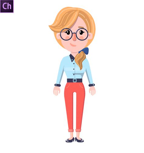Flat Blonde Female Girl Puppet Character Animator Puppet GraphicMama