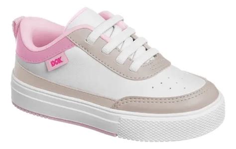 Tênis Infantil Meninas Dok Branco Nude Parcelamento sem juros