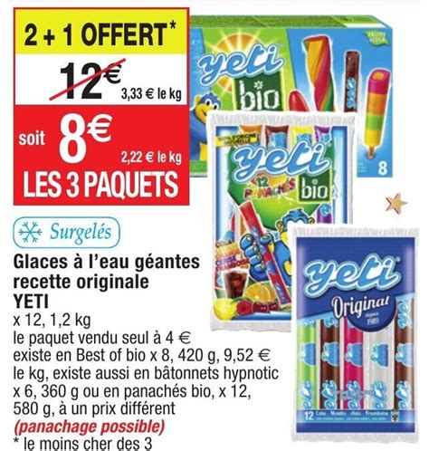 Promo Glaces à l eau géantes recette originale YETI chez Migros