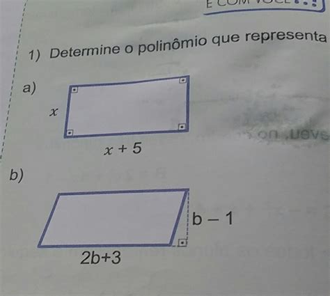 Determine O Polin Mio Que Representa A Rea Das Figuras Brainly Br