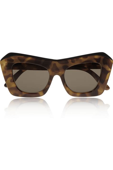 Lyst Le Specs The Villain Cat Eye Tortoiseshell Acetate Sunglasses In Brown