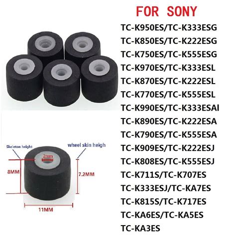 5PCS 11x8X7 2x2mm Pinch Roller FOR Later Sony Dual Capstan Cassette