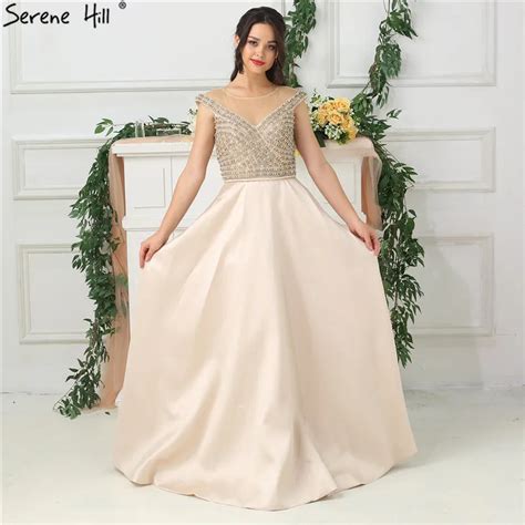 Aliexpress Buy Nude Luxury Sexy Satin Sleeveless Prom Dresses Beading Pearls Dubai Design