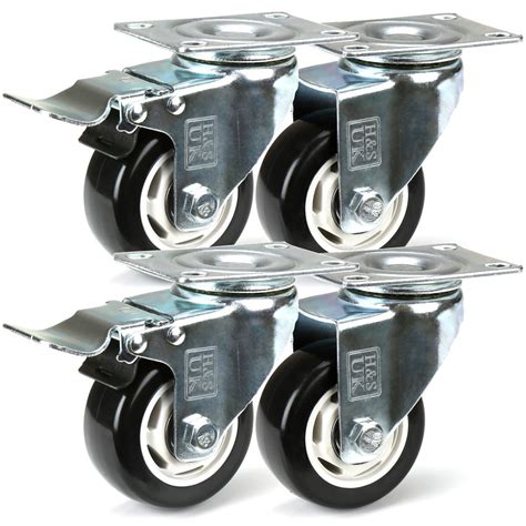 Hands 4 Castor Wheels Heavy Duty 400kg 75mm Pu Rubber Swivel Trolley