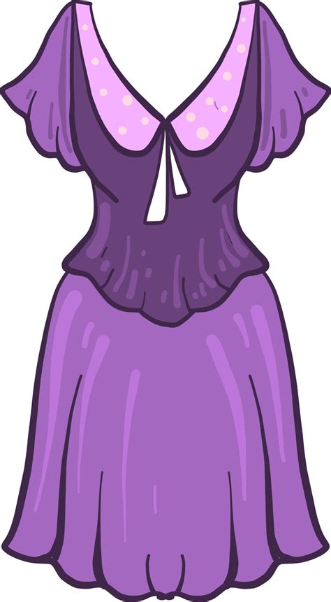 Purple Vintage Dress Illustration Vector On White Background