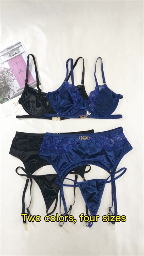 Ohyeah Xl Sexy Luxury Inspired Blue Garter Lingerie Piece Underwear Thong Sets Panti Bra And