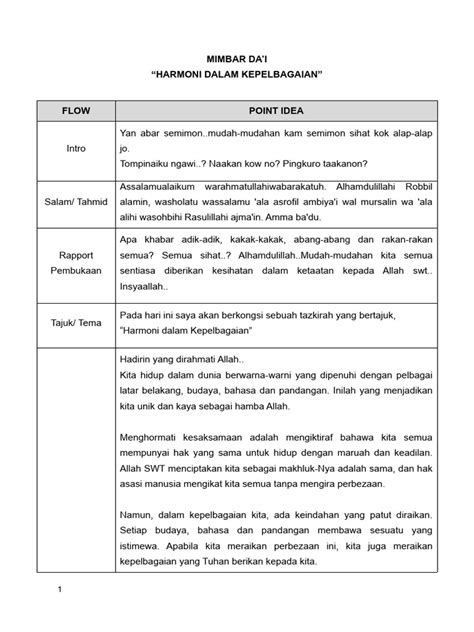 Teks Mimbar Daie Harmoni Dalam Kepelbagaian Pdf