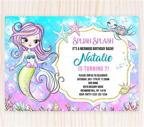 Splish Splash Mermaid Bash Invitation Template Edit Online Now