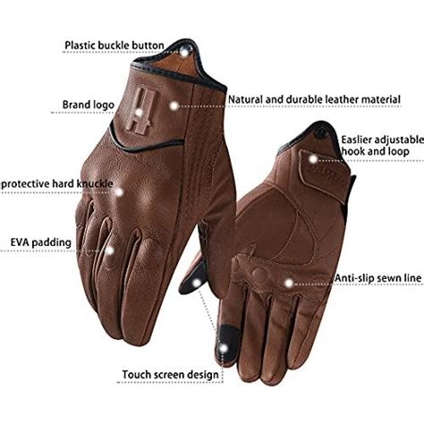 Harssidanzar Guantes De Cuero Para Motocicleta Para Hombre Con Pantalla