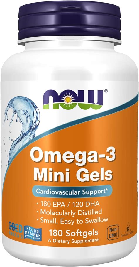 Now Supplements Omega 3 Mini Gels 180 Epa 120 Dha