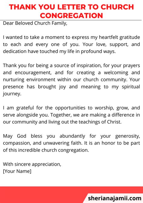 Thank You Letter To Church Congregation Guide Samples Sheria