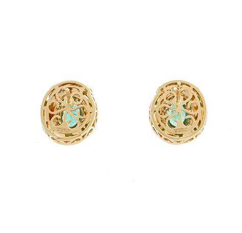 Lot Oscar Friedman 14k Yellow Gold 1 75cttw Emerald Diamond Enamel Earrings