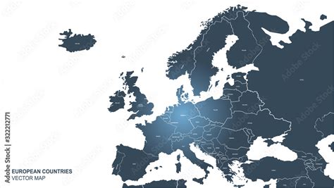 Fototapeta Mapa Europy Mapa Wiata Szczeg Owe Wektor Granicy Kraj W