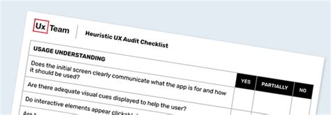 Free Heuristic UX Audit Checklist Ux Team