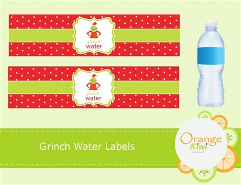 Grinch Water Labels Water Bottle Labels Water Bottle Wraps Etsy